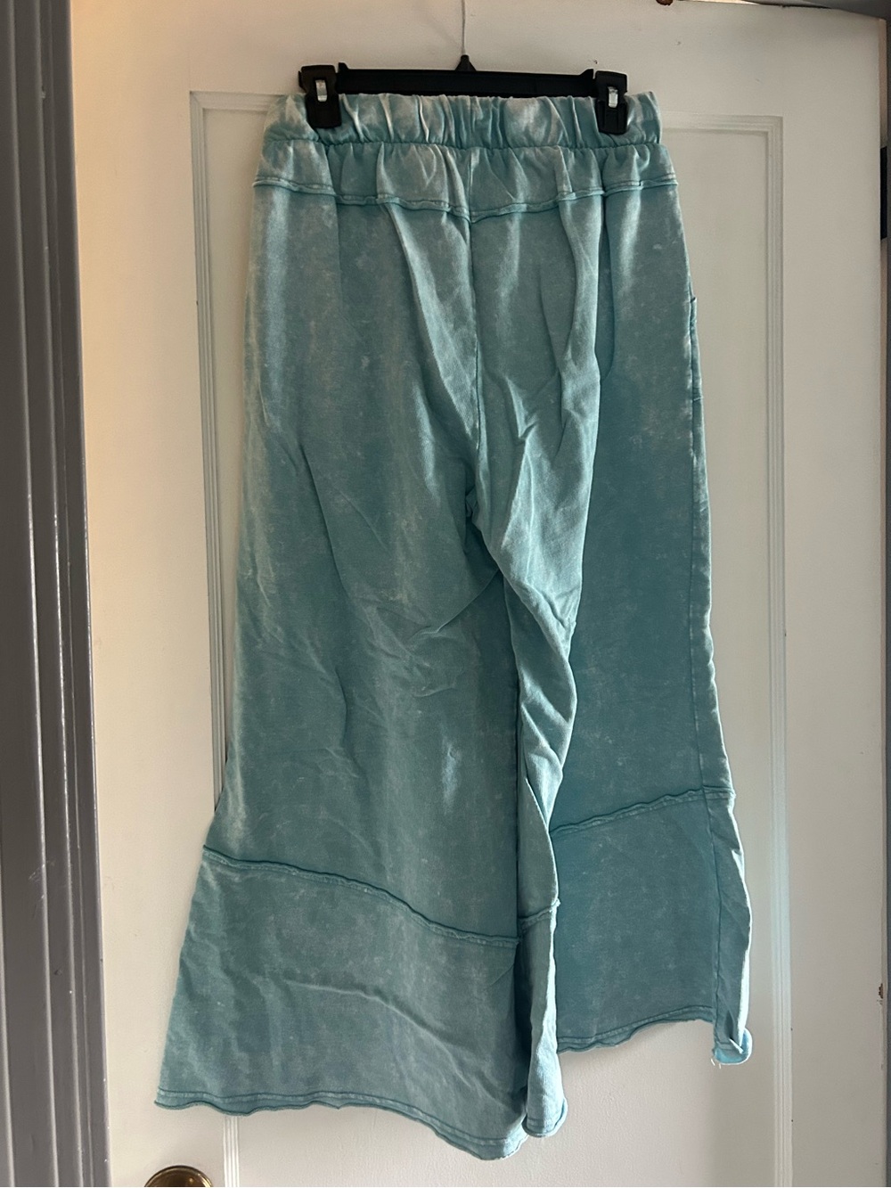 Women’s Wide-Leg Drawstring Pants in Light Teal - Picture 2 of 3